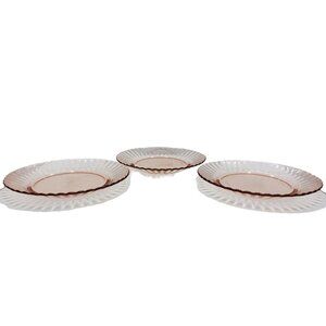 vintage set of 3 mexico fortecrisa pink 7" salad/desert plate